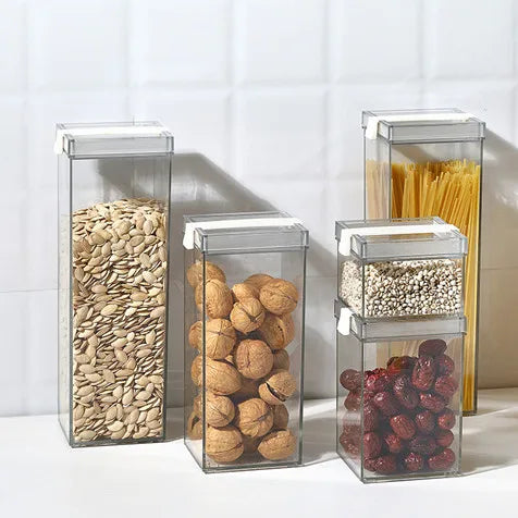 Plastic Food Preservation Box Moisture-proof Airtight Cereal Storage Containers with Lids