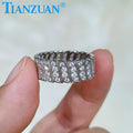 7.5mm Wave Bean Sterling 925 Silver Hip Hop Emerald Moissanite Ring Men Women Diamonds Male Fine Jewelry