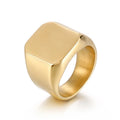 KALEN Unisex Vintage Gold Plated Stainless Steel Bank Rectangle Wedding Ring