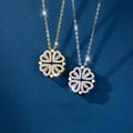 Creative Women Wear Love Deformation 925 Sterling Silver S925 Deformable  Folding Four-leaf Clover Fashion Jewelry Necklace