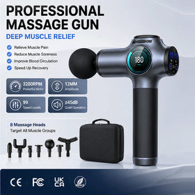2026 High Quality Professional ABS Body Massage Gun Rechargeable Electric Muscle Impulse Sport 99 Speed Timing Control 8 Massage