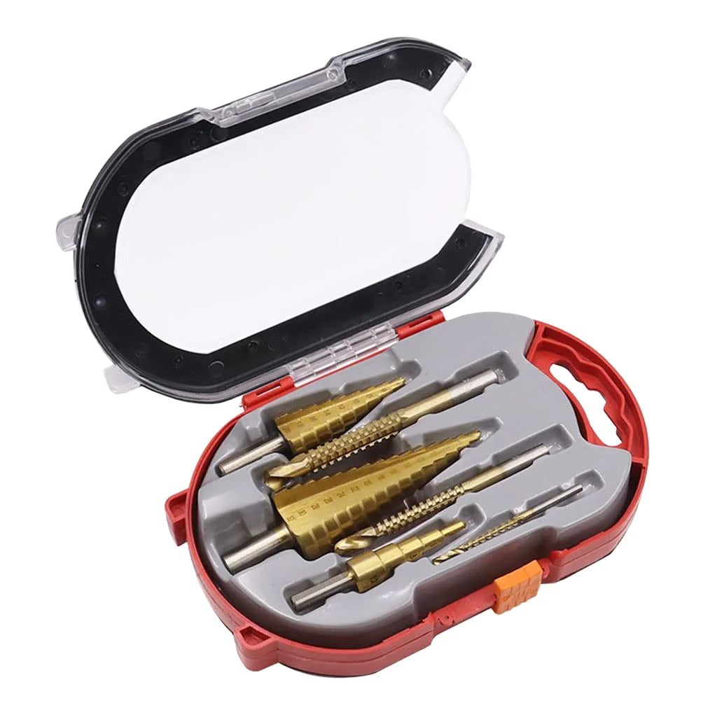 6pcs Titanium Coated Drill Bit Set Woodworking Hole Enlarging Grooving Kit with Plastic Storage Case