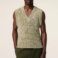 Customized Men's Comfortable All Match Solid Plain Green Cotton and Wool V Neck Pullover Sleeveless Sweater Vest Men