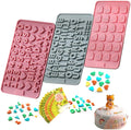 Chocolate Mold Silicone Alphabet Number Heart Happy Birthday Mold Set Candy Cake Jelly Baking 3 Pieces in pink and Blue