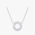 Ailmay Sparkling Clear Zircon 925 Sterling Silver Round Pendant Necklace for Women Wedding Engagement Fine Female Jewelry