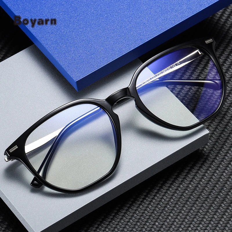 Boyarn Hot Selling TR90 Round Metal Blue Light Blocking Glasses Eyewear