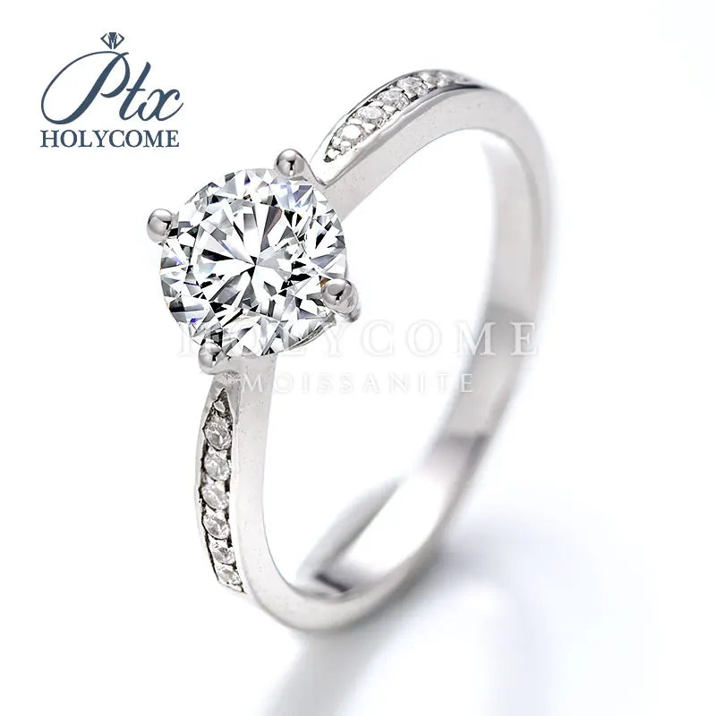 Micro-set Four-prong Design 1ct Silver Material VVS Diamond Women Moissanite Ring