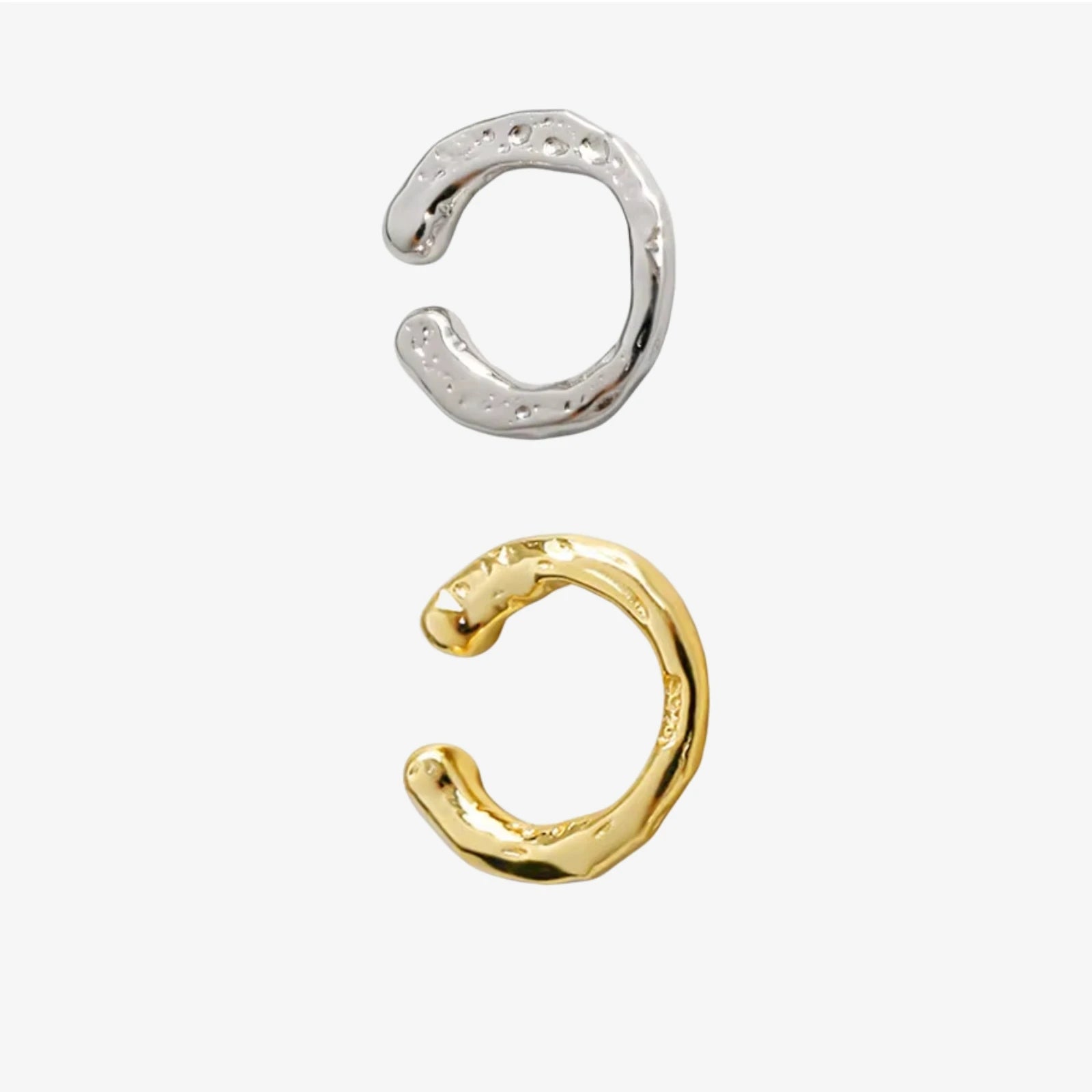 FUAMAY Pendientes 925 Silver Ear Cuff Earrings Hammered Vintage Clip on Earrings