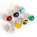 Hot Selling Stainless Steel Earrings 10mm Natural Turquoise Rose Quartz Agate Stone Stud Earrings for Women Jewelry