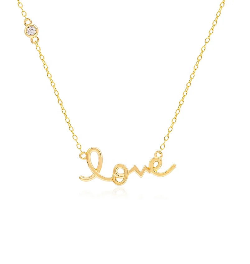 Gemnel Minimalist 925 Sterling Silver Rose Gold love Necklace Women Jewelry Valentine's Day Gift