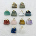 Wholesale Natural Mini Crystal Bag Hand Carved Litte Cute Pendant Charms Rose Quartz Purse for Gemstone Crystal Handbags