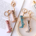 Fashion Luxury High Leg Boot Shape Crystal Rhinestone Keychain Keyring Handbag Holder Gift Accessory