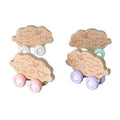 Unisex Montessori Toy Soft Wooden Beech Wheel Car with Silicone Lion Educational Wholesales Baby Toys for Kids