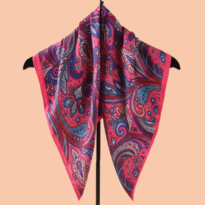 Winter New Bohemian Style Polyester Cotton Hemp Printed Square Scarf 70cm Retro Neck Scarf Hair Bandannas Headscarf  Women Scarf