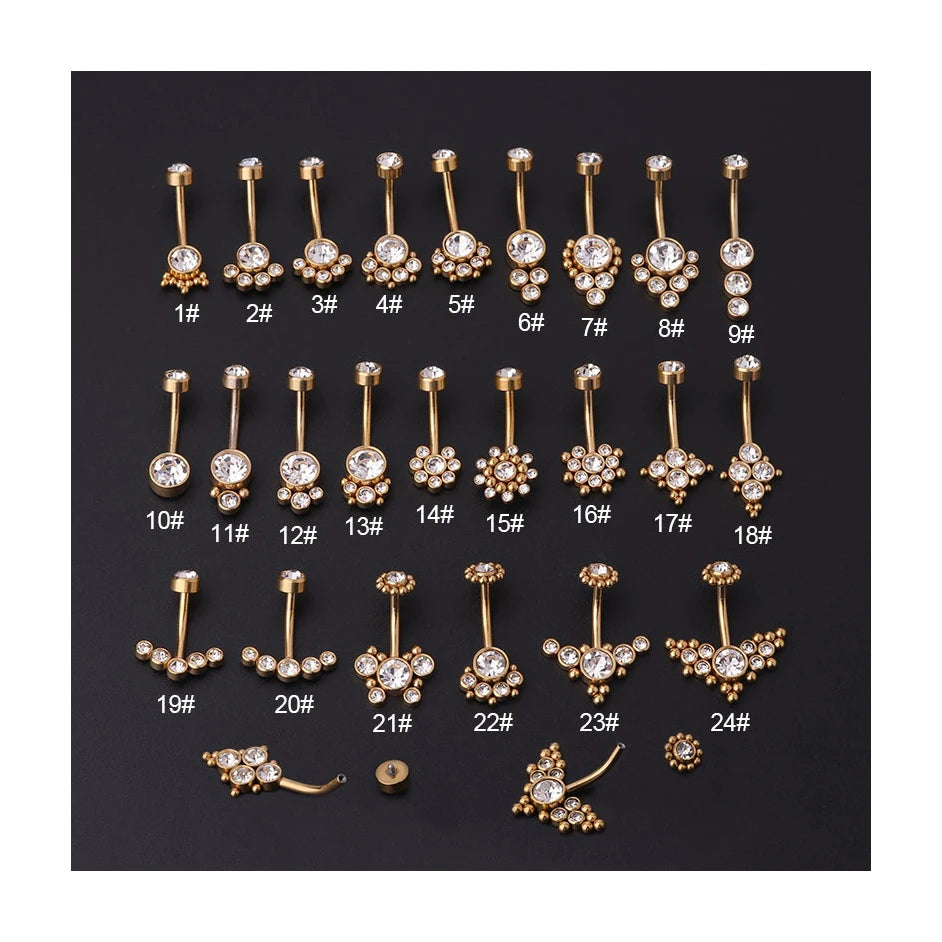ERESI New Curved Tragus Piercing Stainless Steel Zircon Piercing Titanium Body Piercing Jewelry Wholesale Belly Button Rings