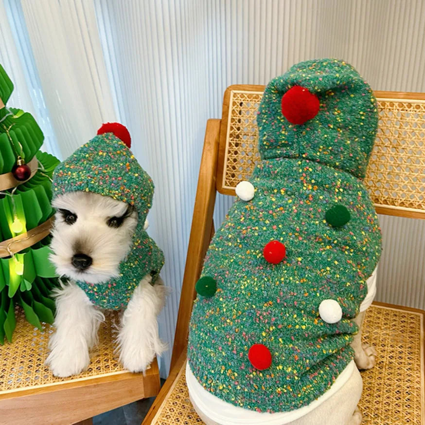 Cozy Dog Sweater with Hood: Autumn/Winter Warmth and Christmas Style for Small to Medium Breeds Like Bulldogs Corgis and Dachs
