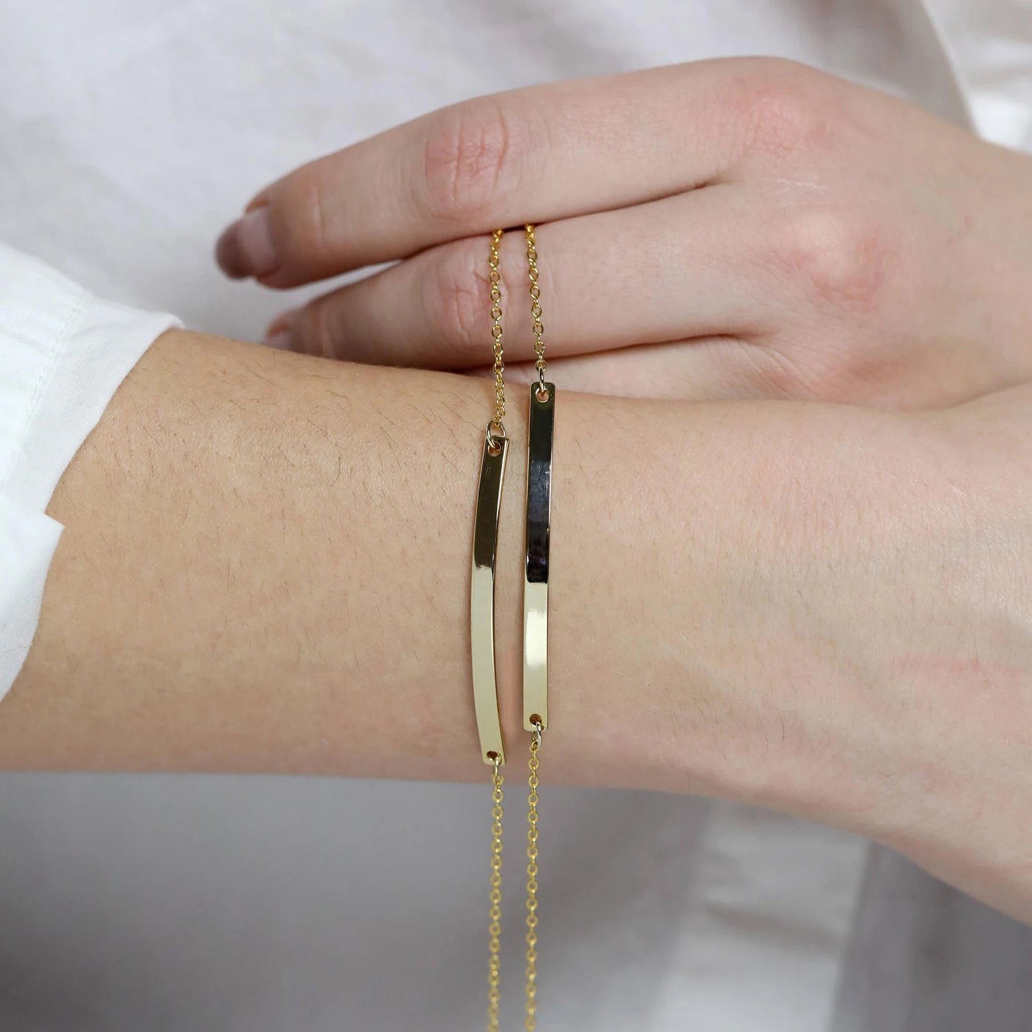 EManco Personalized Engrave Cute Bar Pendant Bracelet Custom Logo Trendy Gold Stainless Steel for Women Gifts