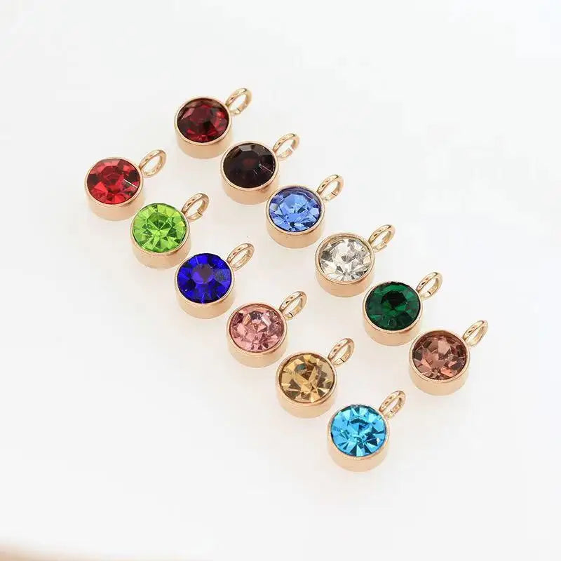 Round Shape DIY Crystal Pendant with Birthstone Plated Technique Customizable Charms