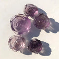 Hand Carving Crystal Flowers Natural Rose Quartz and Amethyst Crystal Flowers of Life Pendant