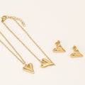 Simple18k Pvd Gold Plated Stainless Steel love Heart-shaped High-end Design Necklace Bracelet Earrings Three-piece Set for Women