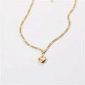 Women Non Tarnish Figaro Chain Love Heart Pendant Necklace Jewelry 18k Gold Plated Stainless Steel Peach Heart Necklace