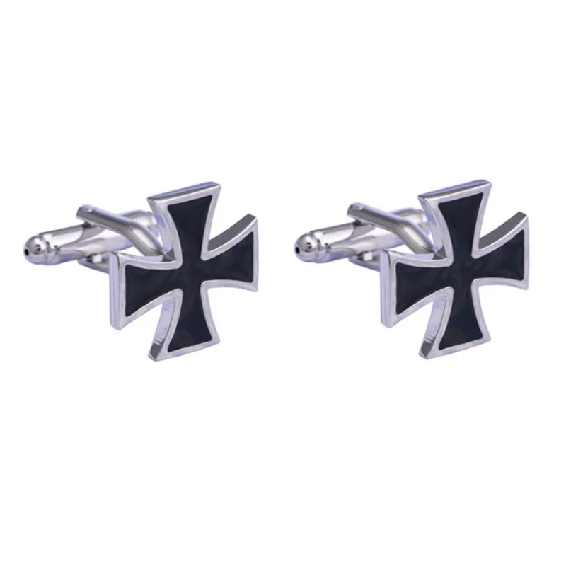 Bullet Cross Blue Enamel Pen Shaped Copper Cufflink French Style Shirt  Banquet Business Men's Buttons Sleeve Pin Cuff Links
