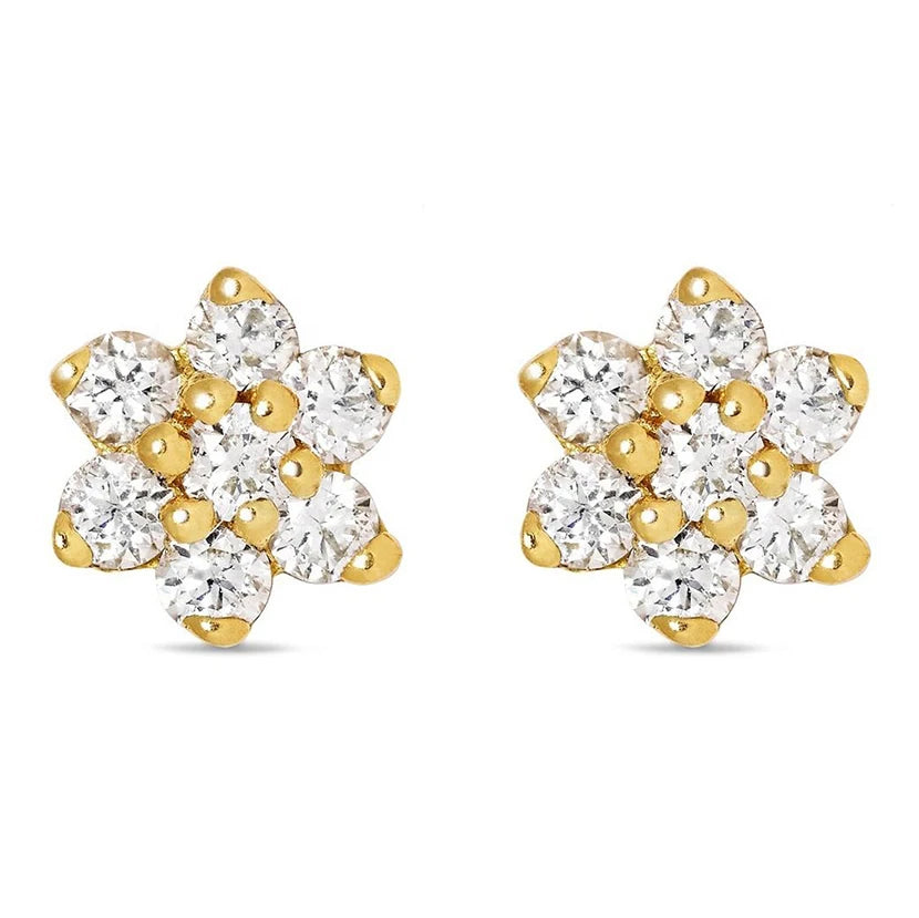Gemnel Classic 925 Sterling Silver Mini 4.5mm Flower Design Crystal Stud Earrings Women