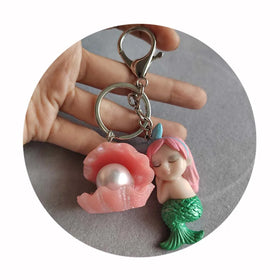 Kawaii Mermaid Princess Keychain Cartoon Childrrn Toys Pendant Keyring Fashion Women Car Keychains Girls Christmas Gifts