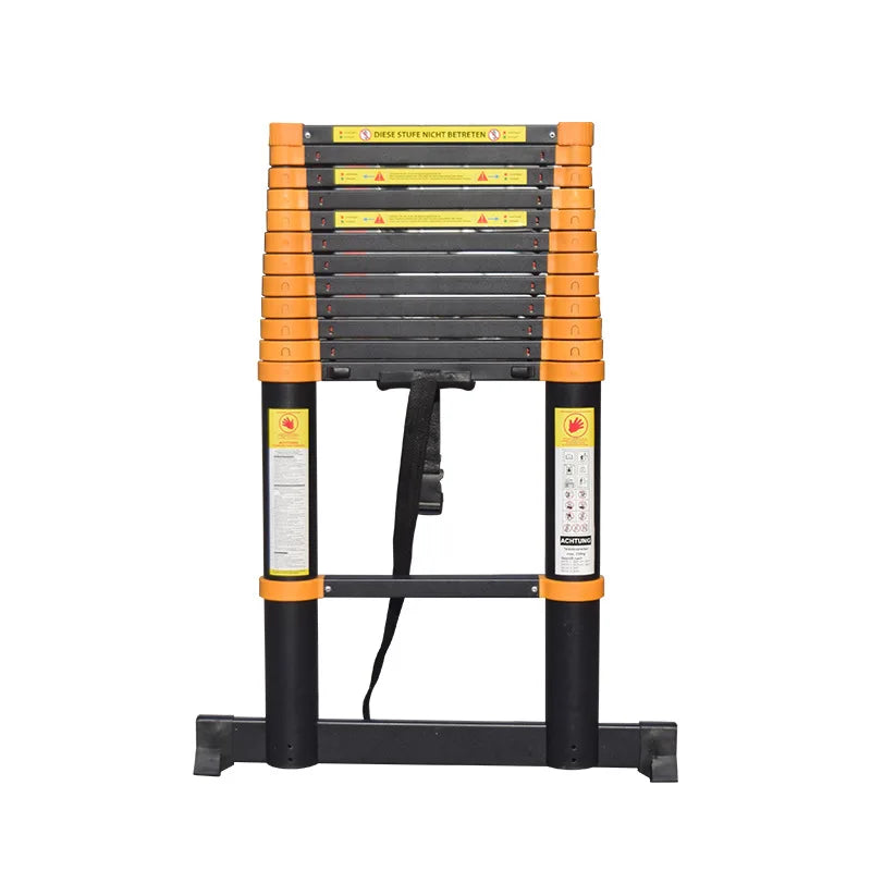 Modern Yellow Aluminum Alloy Lightweight 13kg Household Telescopic Ladder with 11 Steps 3.2m Length 150kg Load Capacity