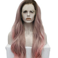 Celebrity 28 Inch Transparent Lace Front Synthetic Wigs Body Wave Highlight Heat Resistant Lace Frontal Wigs