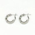 Ilona Trendy Beaded Coil Hoop Earrings Silver Plated Copper Chunky Textured Huggie Hoops Everyday Streetwear Statement Jewelry