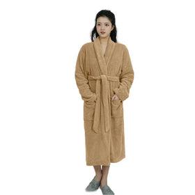 Khaki Waffle Lightweight Long Kimono Robes Luxury Waffle Robe Full-Length Bathrobe for Womens & Mens