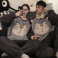 Couple Pajamas Winter Fleece Long Sleeve Pyjamas Round Neck Cute Cartoon Warm Men's Home Wear Women Sleepwear