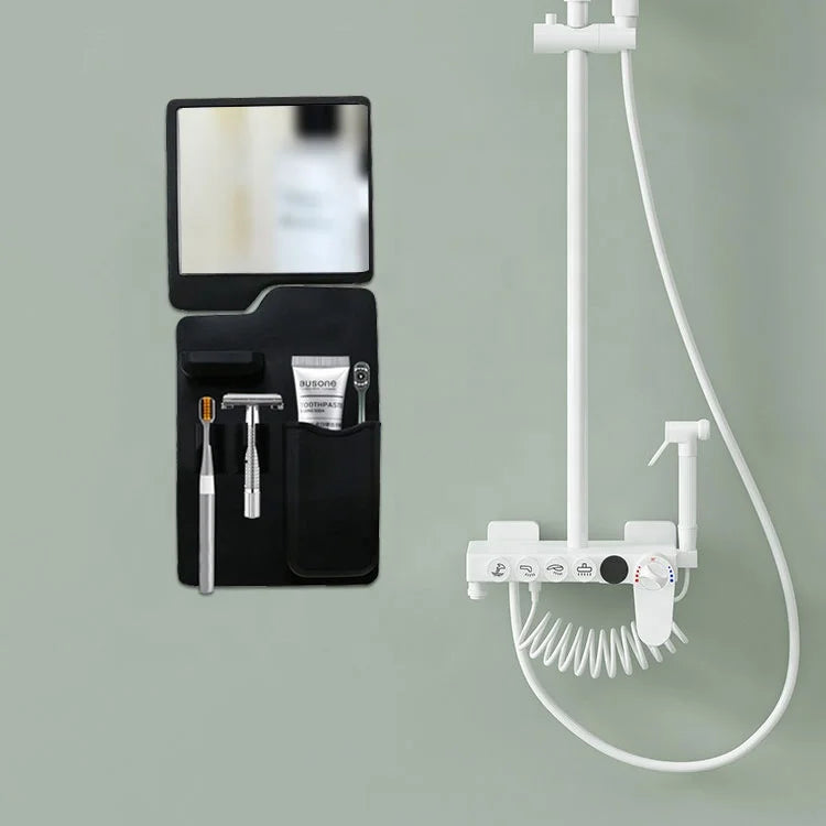 Bathroom Shower  Silicone Mirror Creative Bathroom Organizer Toothbrush Holder Wall Shaver Razor Organizer Toothpaste Holder