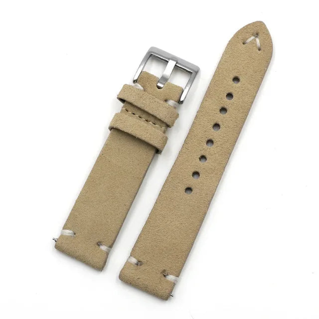 Universal Soft Leather Watch Straps Grey Suede Real Leather Handmade Watch Bands for All Watches