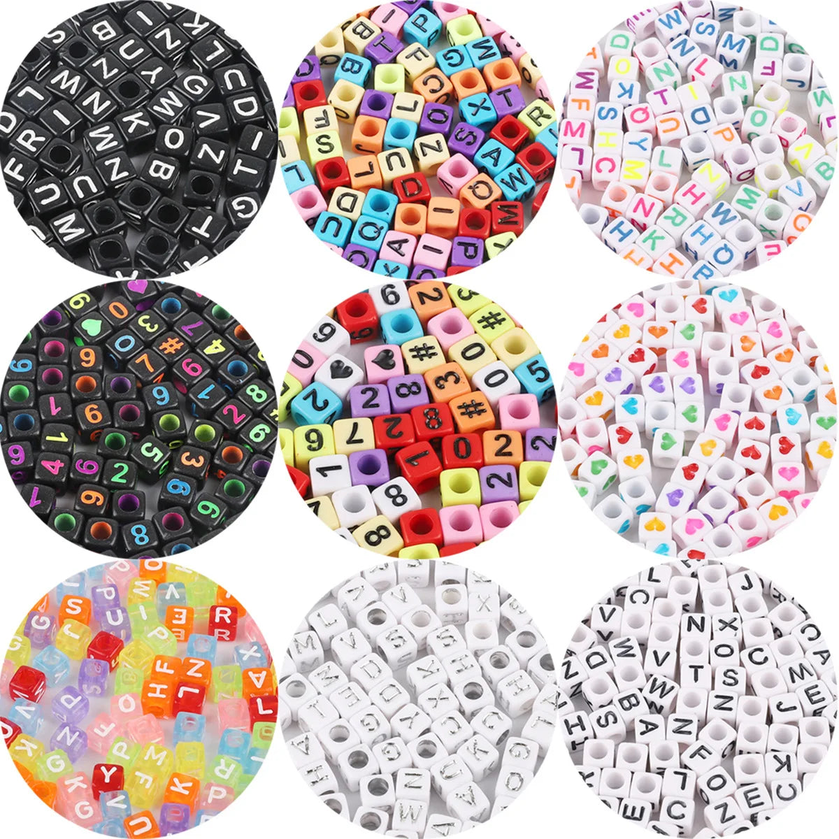Russian and English Colorful 6mm Number 100pcs/bag Acrylic square Cube Letter Beads Wholesale for Jewelry Making
