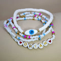 4pcs Pack Handmade Bohemian Glass Rice Beads Clay Bead Stackable Bracelet Women Stached Bead Dream Devil Eye Bracelets Sets