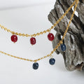 New High-end Personality Design Simple Titanium Steel Gold-plated Natural Lapis Lazuli Agate Pendant Necklace Female Jewelry