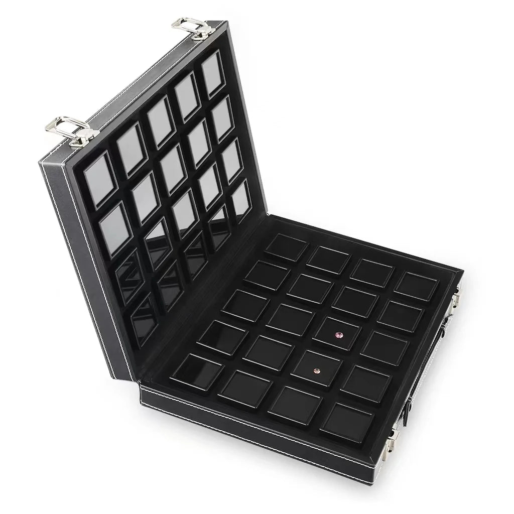 DiKaiTools GemTrue Brand Display and Protect Your Gem Collection DK21675-40 Gem Display Box in Deluxe Carry Case