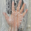 White Ivory Beaded Pearl Lace Fabric Luxury Bridal Sequin Mesh Embroidery Tulle Lace Fabric for Party Dresses
