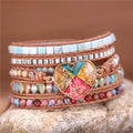 Luxury Heart Charm Wrap Bracelets 5 Strands Leather Beads Bracelet Fashion Jewelry Bijoux Gift Dropshipping Boho Jaspers Crystal