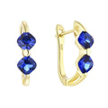 Korean Style Fashion Geometric  Blue Sapphire Zircon Hoop Earrings Statement 925 Sterling Silver Gold Plated Earrings