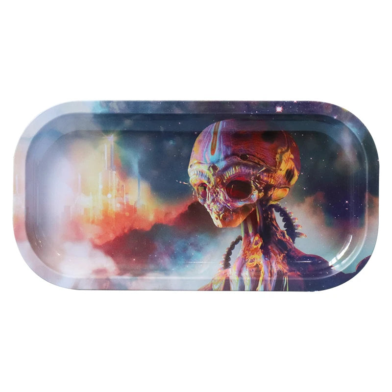 13*8cm 13x8cm Mini Wholesale Custom Logo Cartoon Female Metal Stainless Steel Tin Aluminum Glass Rolling Tray