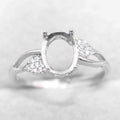 Sterling Silver 7*9mm Semi Mount Ring Empty Frame Blank Support Claw Setting S925 Base Holder Without Center Stone for DIY Inlay