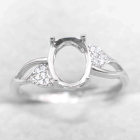 Sterling Silver 7*9mm Semi Mount Ring Empty Frame Blank Support Claw Setting S925 Base Holder Without Center Stone for DIY Inlay