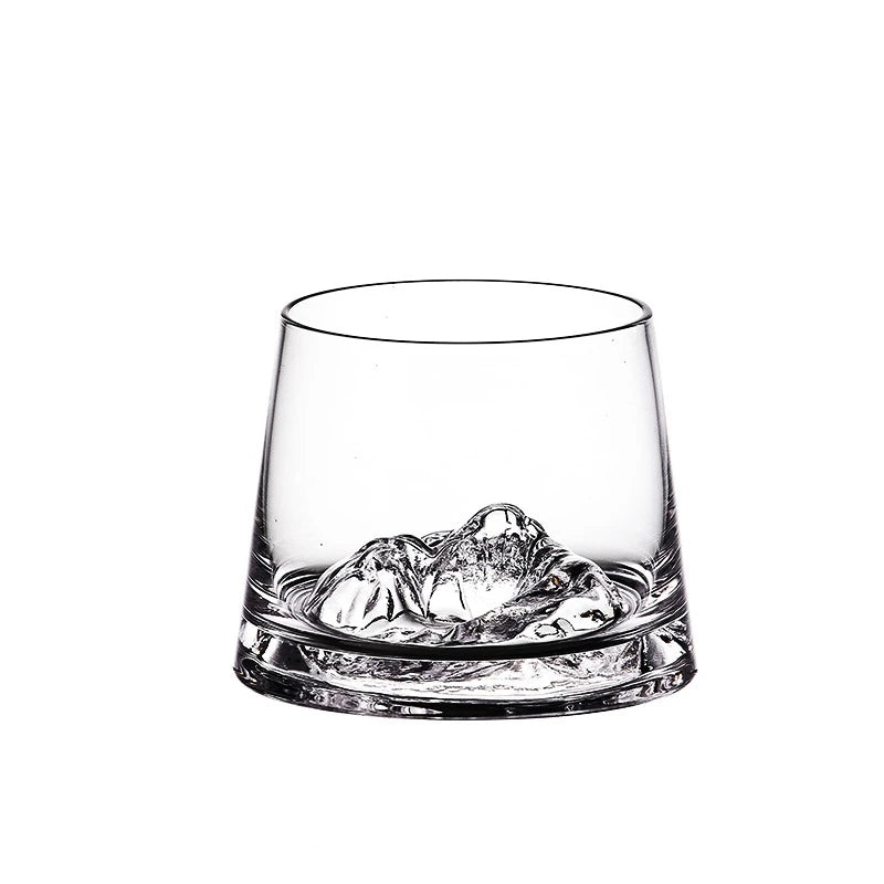 Customized Hand Blown Unique Crystal Everest Mount Snow Mountain Fuji Matterhorn Snow Mountain Glass Whisky