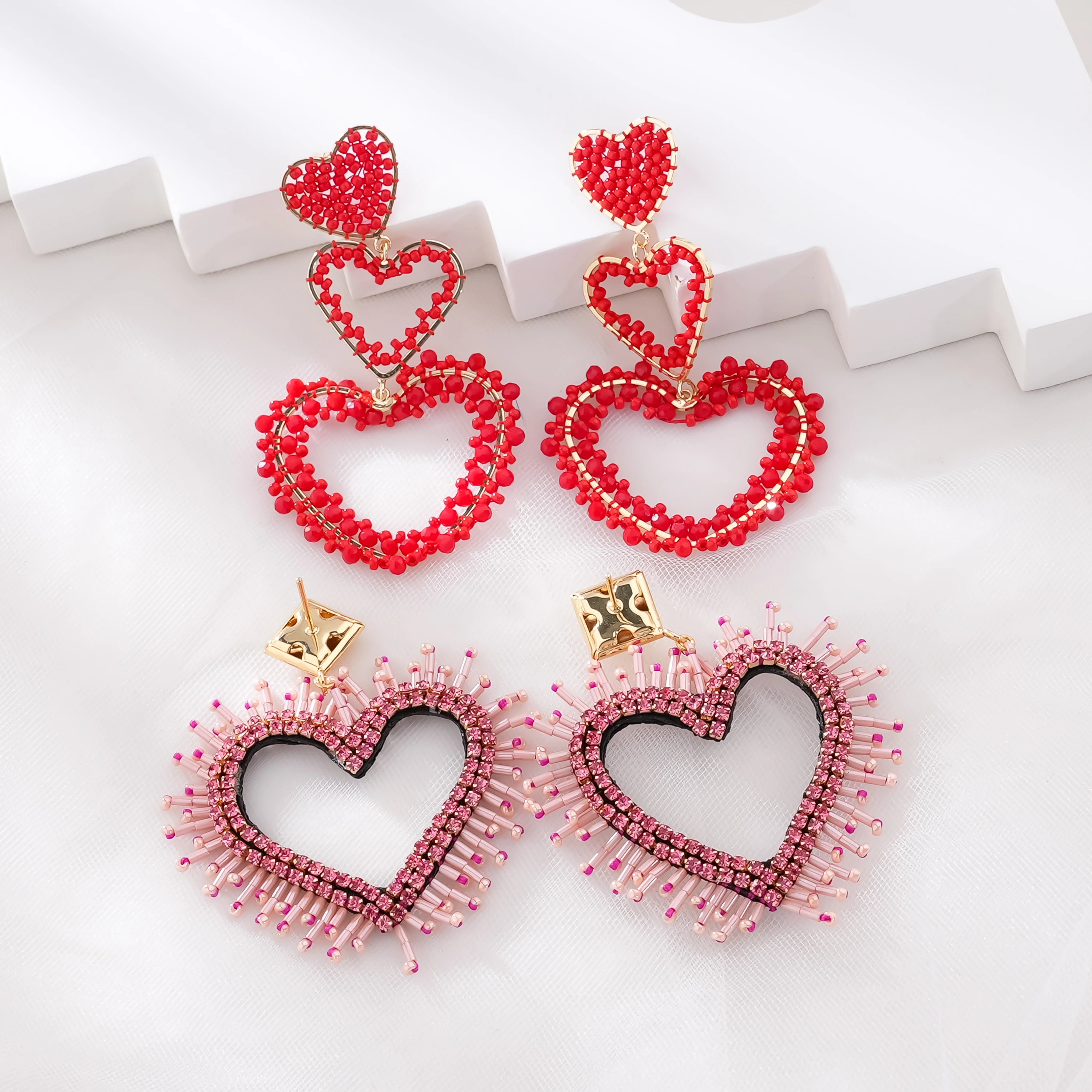 Hot Selling Heart Shaped Seed Beads Style Copper Fahion Jewelry Earrings for Women