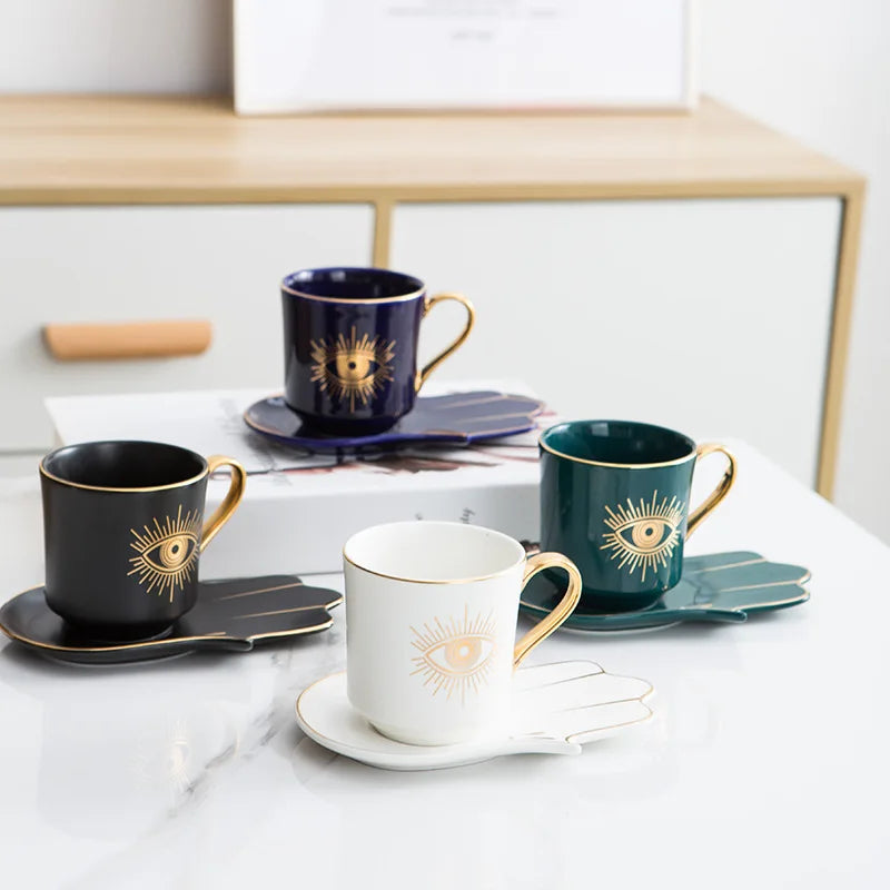 Evil Eye Ceramic Mug Creative Tableware Couple Cup Plate Home Decoration Ornaments