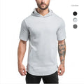 Mens Spring Short Sleeve Fitness Training Running Sports Casual Hoodies Cotton/Nylon Anti-Bacterial Quick Dry Eco-Friendly