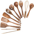 Non Stick Utensil Natural Teak Wood Kitchen Wooden Utensils Set for Cooking Cookware